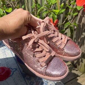 Aldo Rose Gold Glitter Sneakers Size 6.5 Great Condition